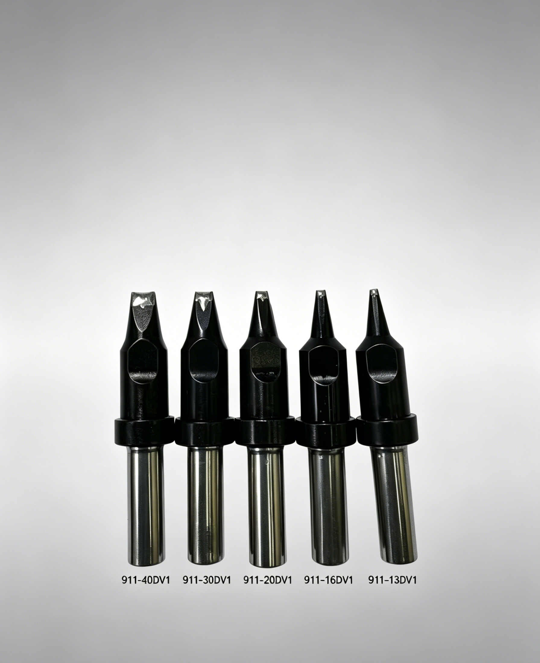 911-DV1 series V-groove soldering tips all sizes comparison: 13DV1, 16DV1, 20DV1, 30DV1, 40DV1